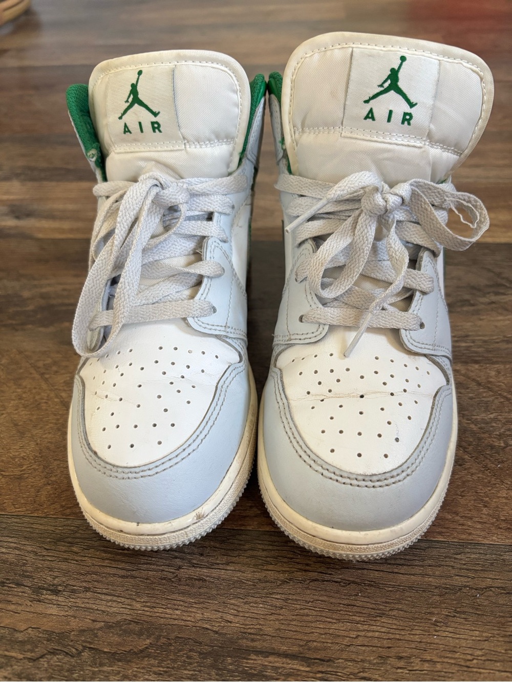 Nike Air Jordan Kids White and Green High-Top Sneakers